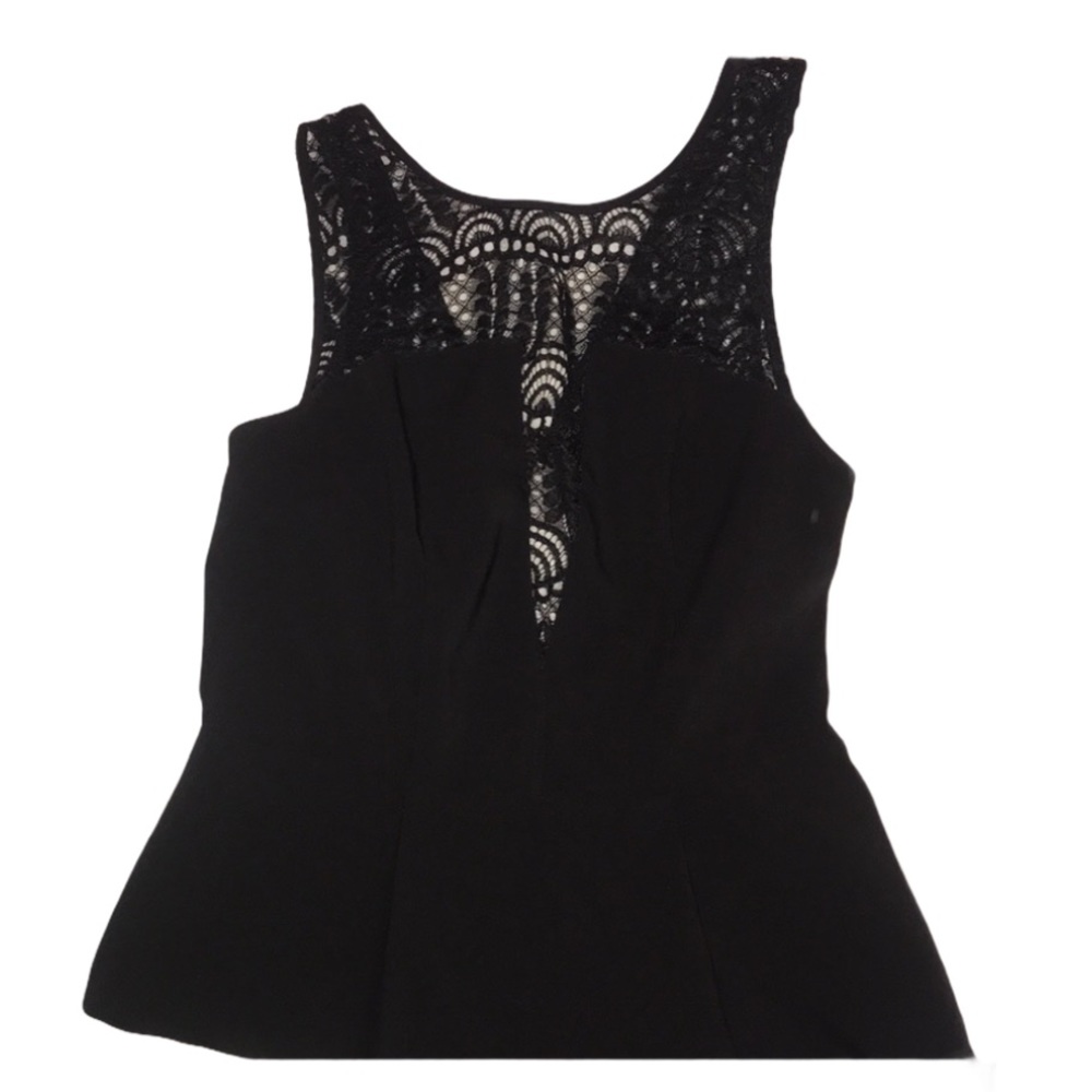 Dynamite Black Lace Stretchy Peplum Top Size M